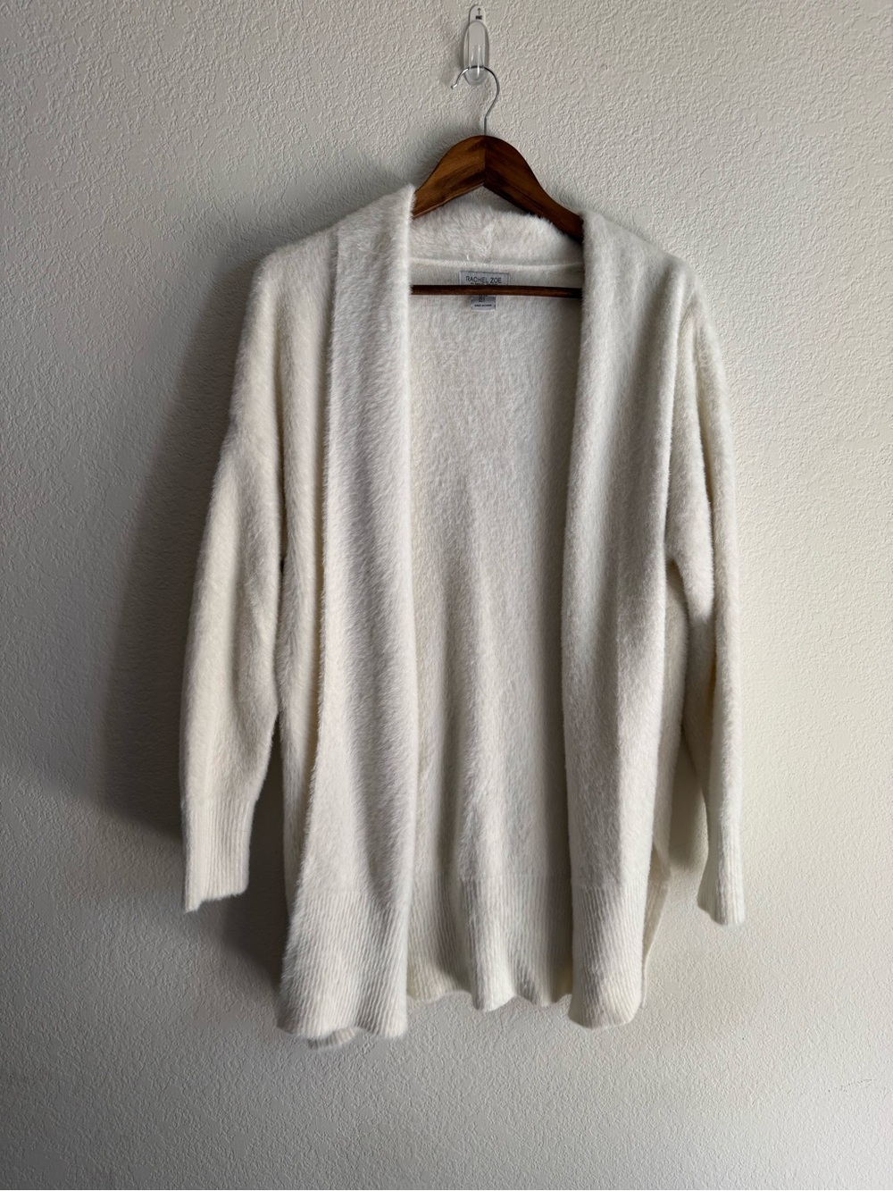 Rachel Zoe Ivory Fuzzy Open Front Cardigan Sweater S